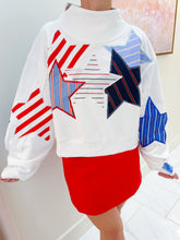 USA Stripe Patch Stars Mock Neck Sweatshirt