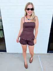 Espresso Scalloped Blouse
