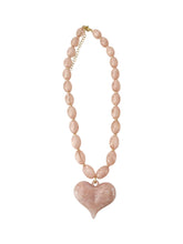 Roxie Pink Beaded Necklace with Heart Charm