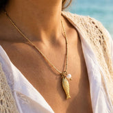 Stainless Steel Fish And Pearl Necklace