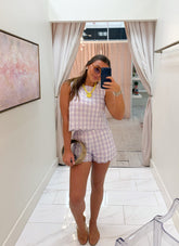 Lavender Scallop Gingham Blouse