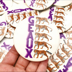 Geaux - Cream - Game Day Button