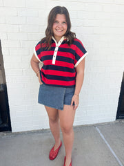 Victoria Striped Cuffed Sleeve Top