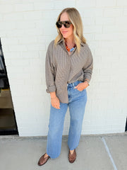 ZS On Duty Gingham Button Up Top