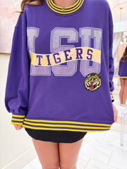 LSU Rhinestone Metallic Banner Sweatshirt