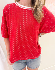 Knit Polka Dot Oversized Top