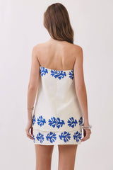 Contrast Leaf Print Border Strapless Top