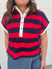 Victoria Striped Cuffed Sleeve Top
