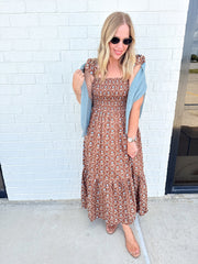Floral Poplin Smock Tier Dress
