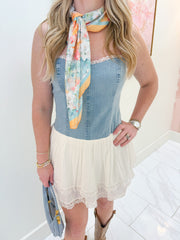Geneva Mini Dress Light Indigo Cream Voile