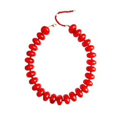 Bailey Chunky Beaded Necklace- Red