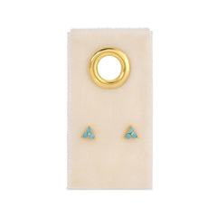 Turq Triple Cluster Studs on Velvet Tag