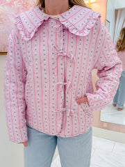 Floral Ditzy Stripe Quilted Jacket