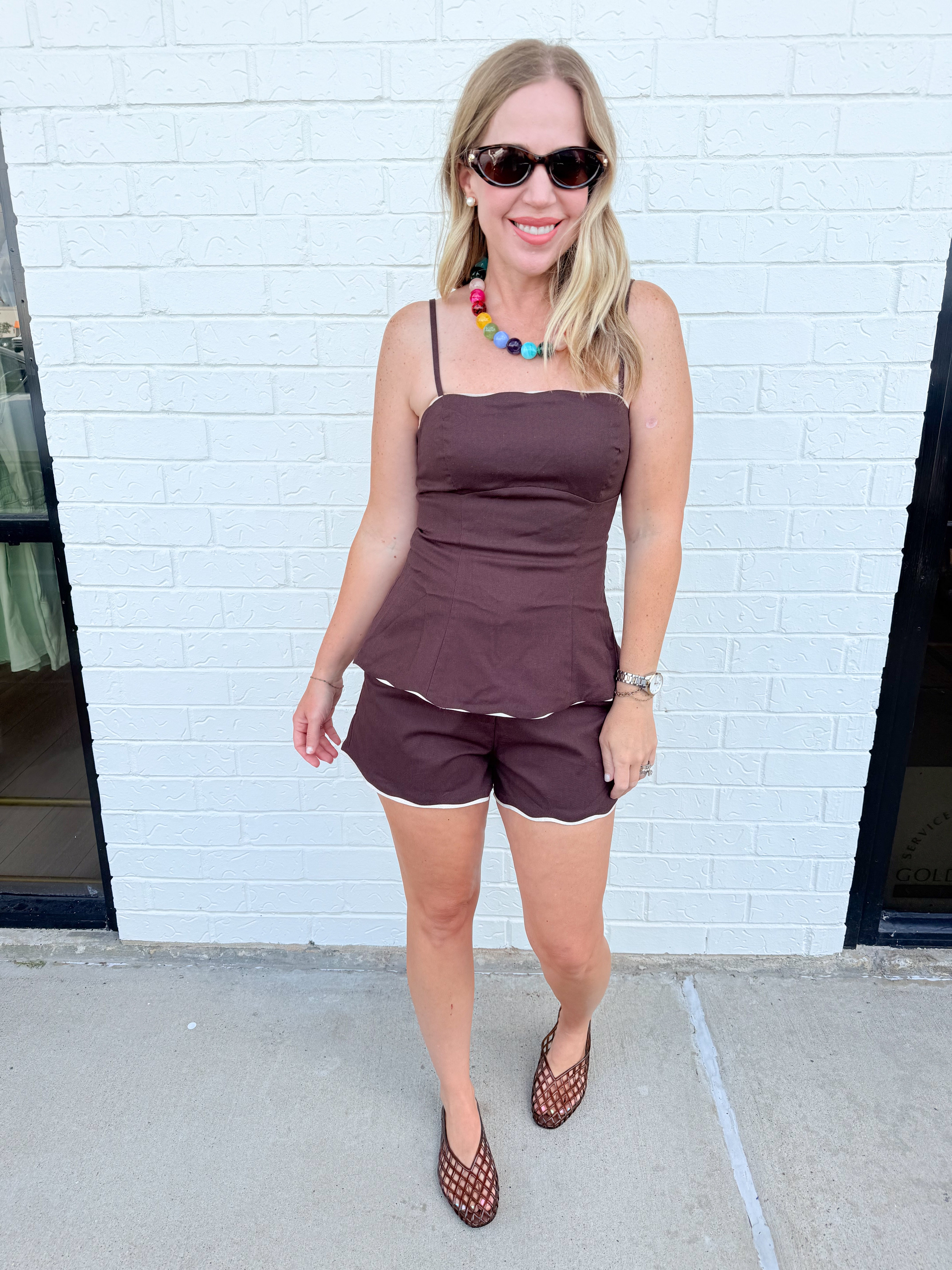 Espresso Scalloped Blouse