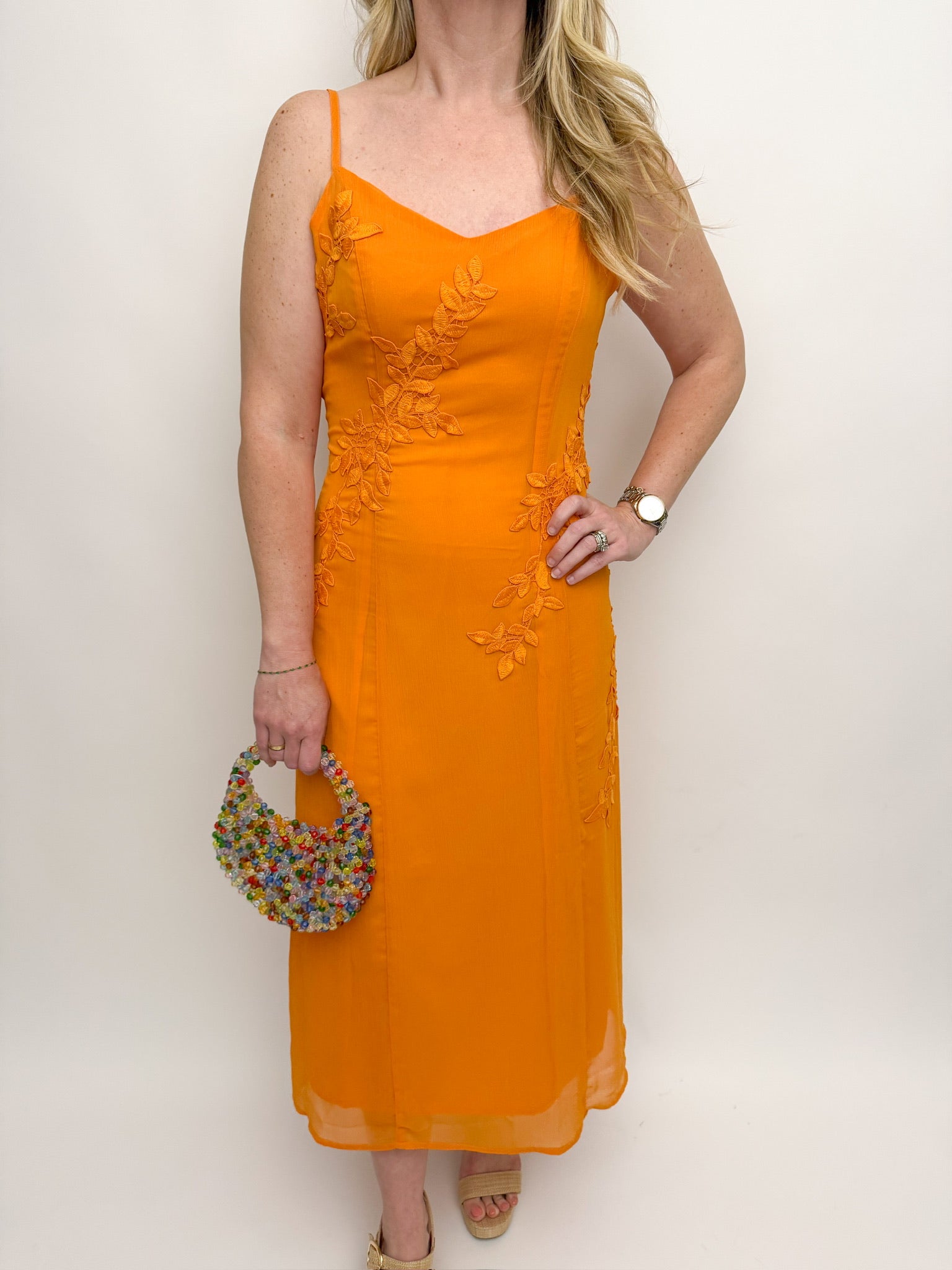 Prickly Petal Applique Midi Dress
