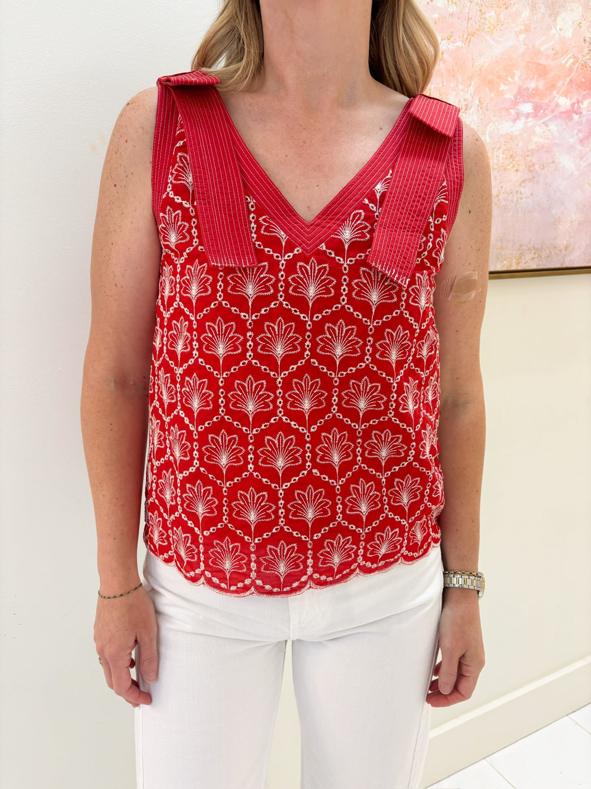 Scarlett Eyelet Neckline Top