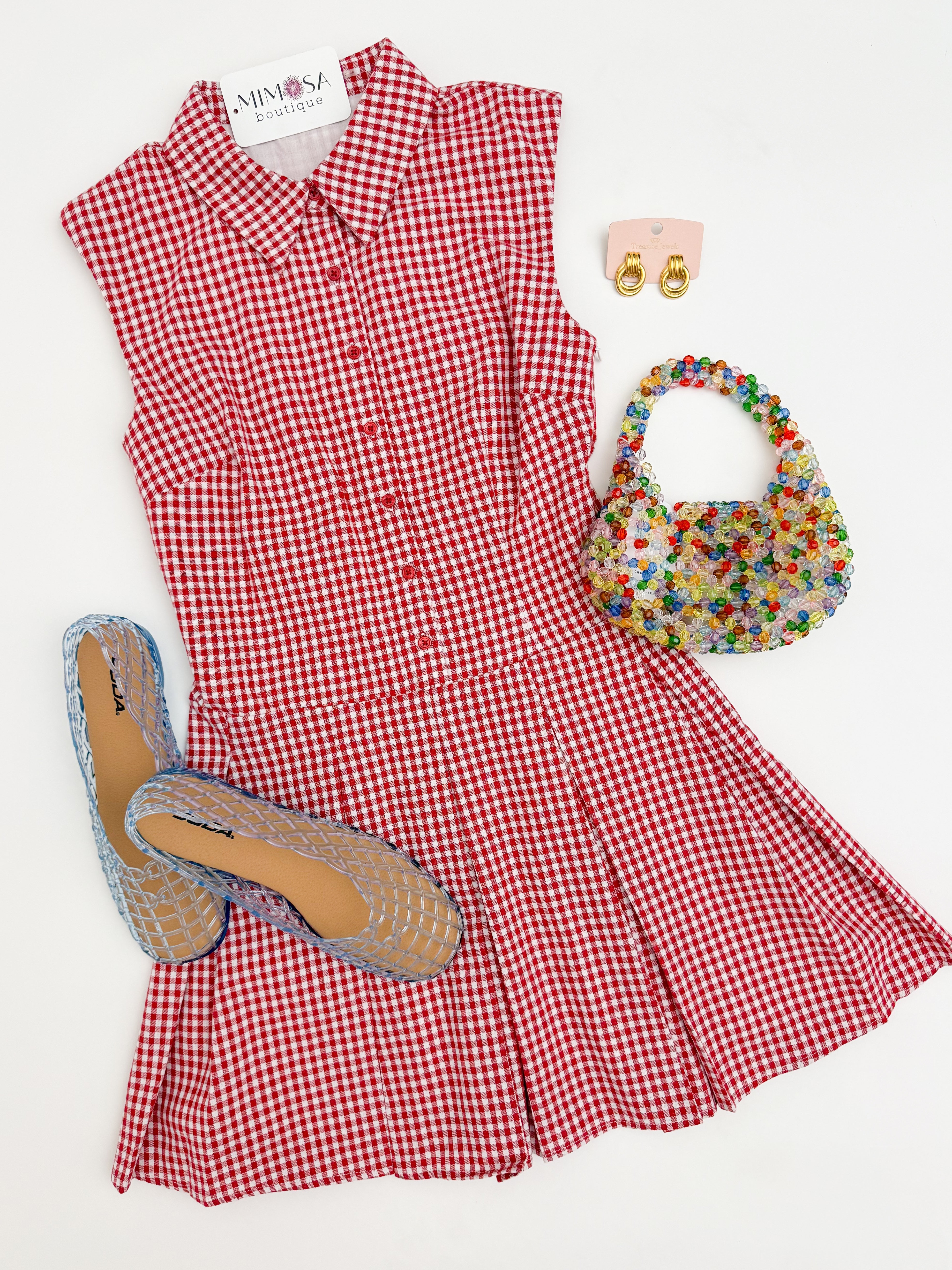 Georgia Gingham Pleat Mini Dress