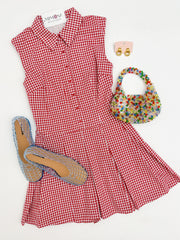 Georgia Gingham Pleat Mini Dress