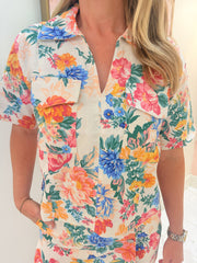 Floral Denim Pocket Top