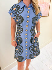 Midnight Bloom Button Up Dress