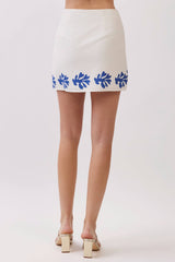 Contrast Leaf Border Print at Hem Mini Skirt