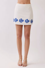 Contrast Leaf Border Print at Hem Mini Skirt