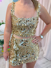 Mixer Top Gold Metallic Sequins