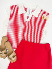 Stripe V-Neck Sleeveless Sweater