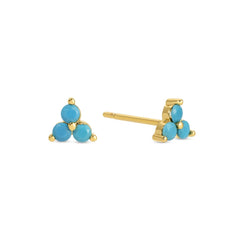 Turq Triple Cluster Studs on Velvet Tag