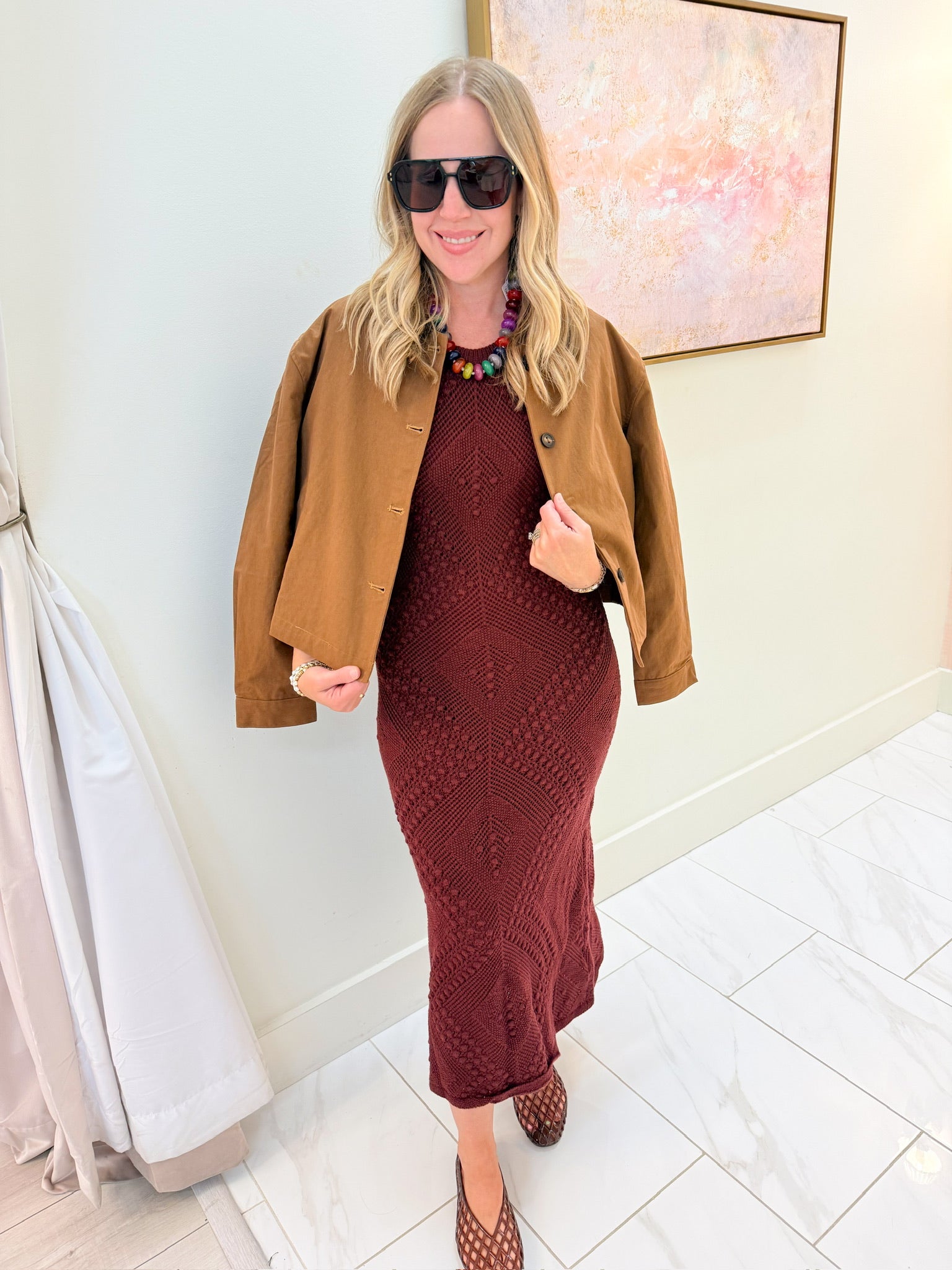 Wandering Knit Dress Burgundy