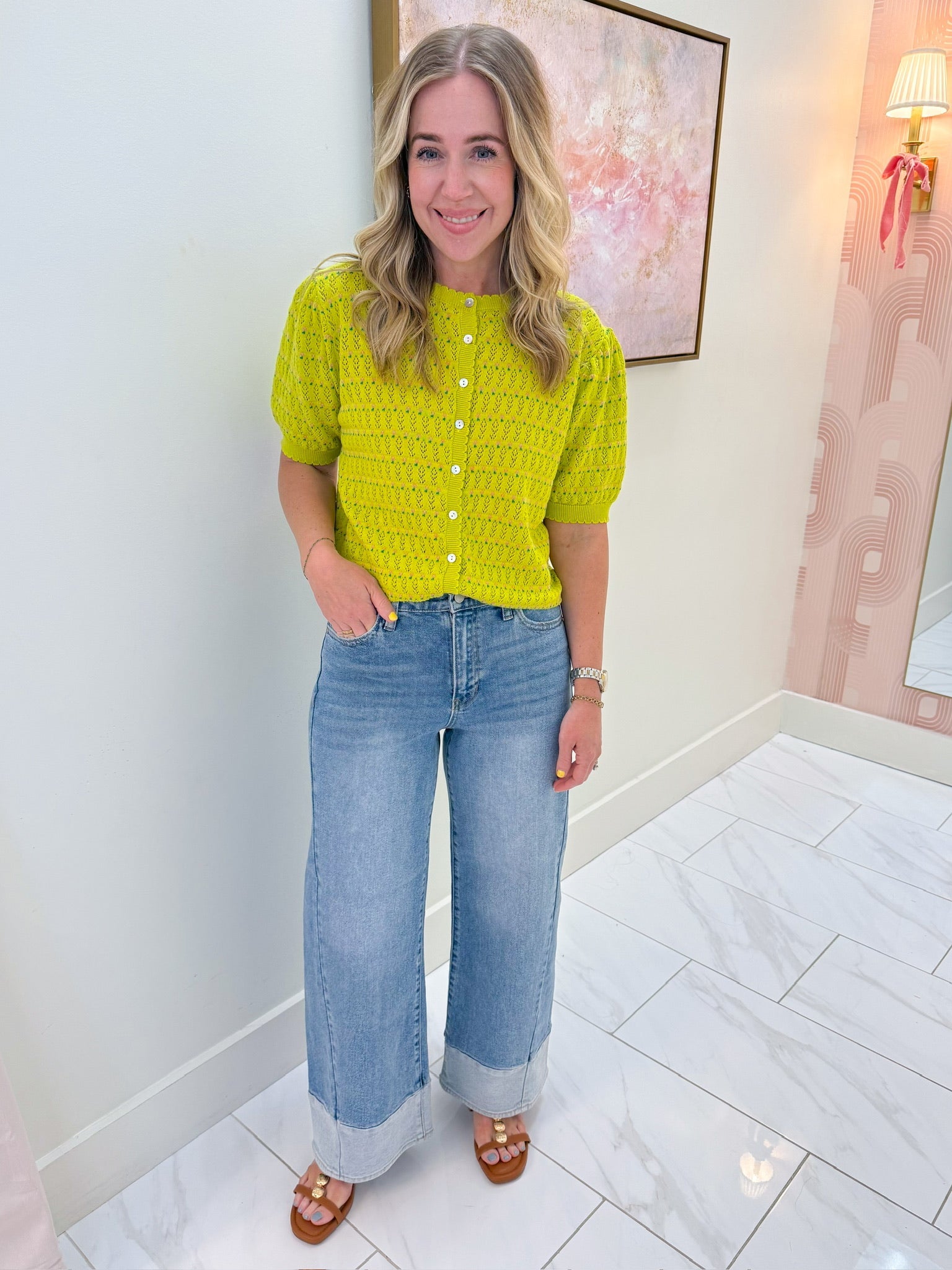 JBD Two Toned Hem Seamed Slim Wide