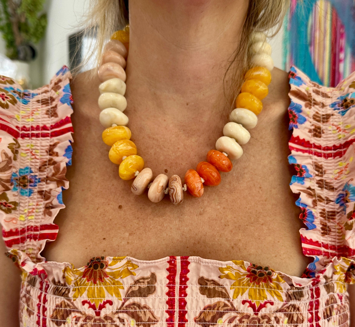 Delray Chunky Necklace orange/yellow