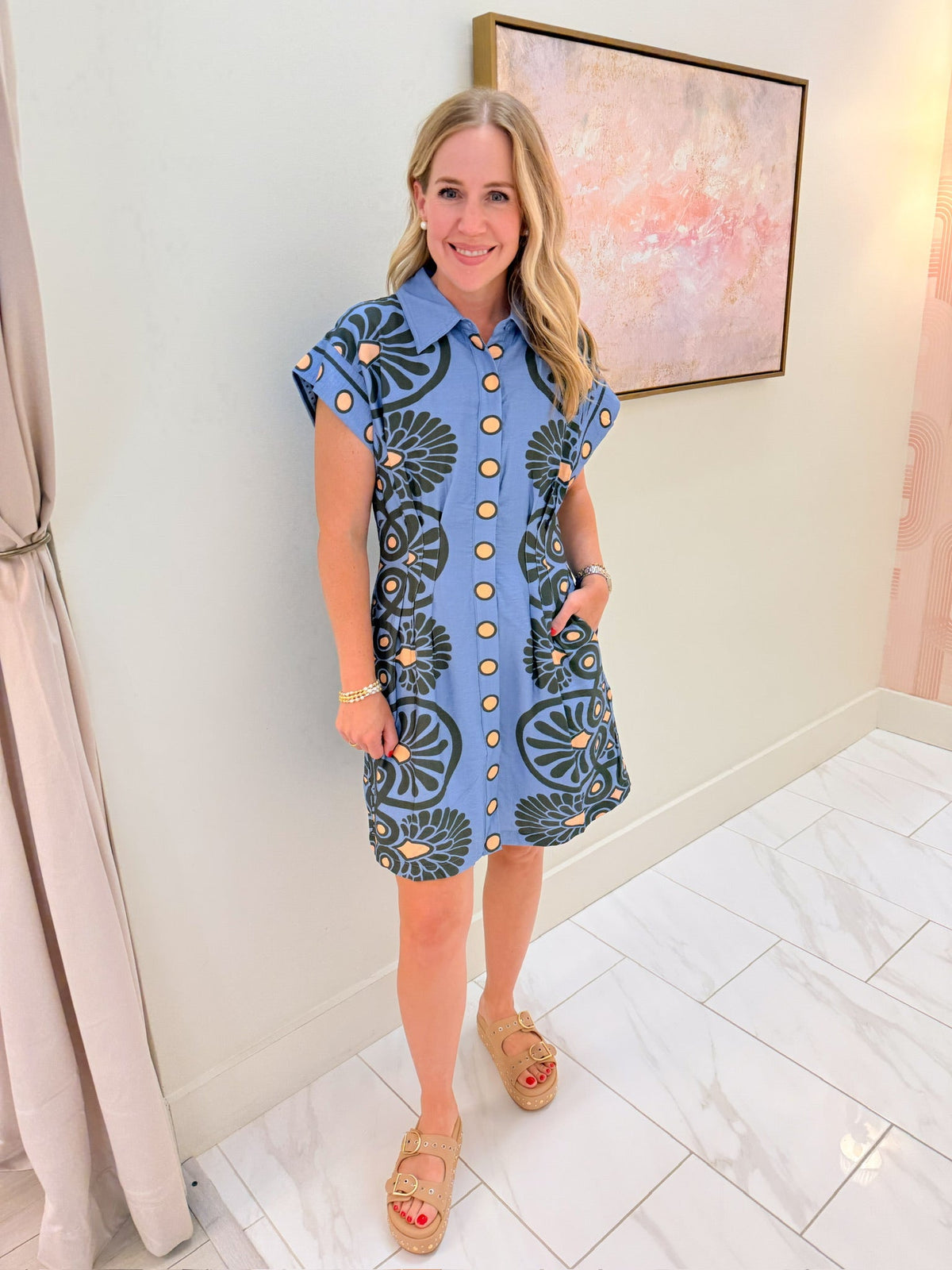 Midnight Bloom Button Up Dress