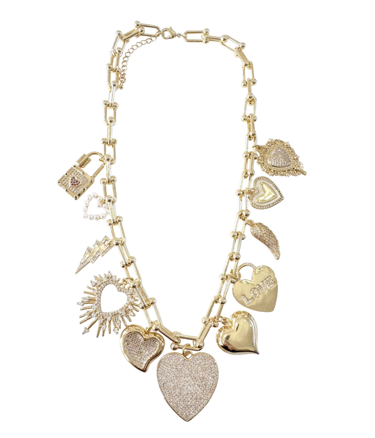 Fancy Heart Charm Necklace