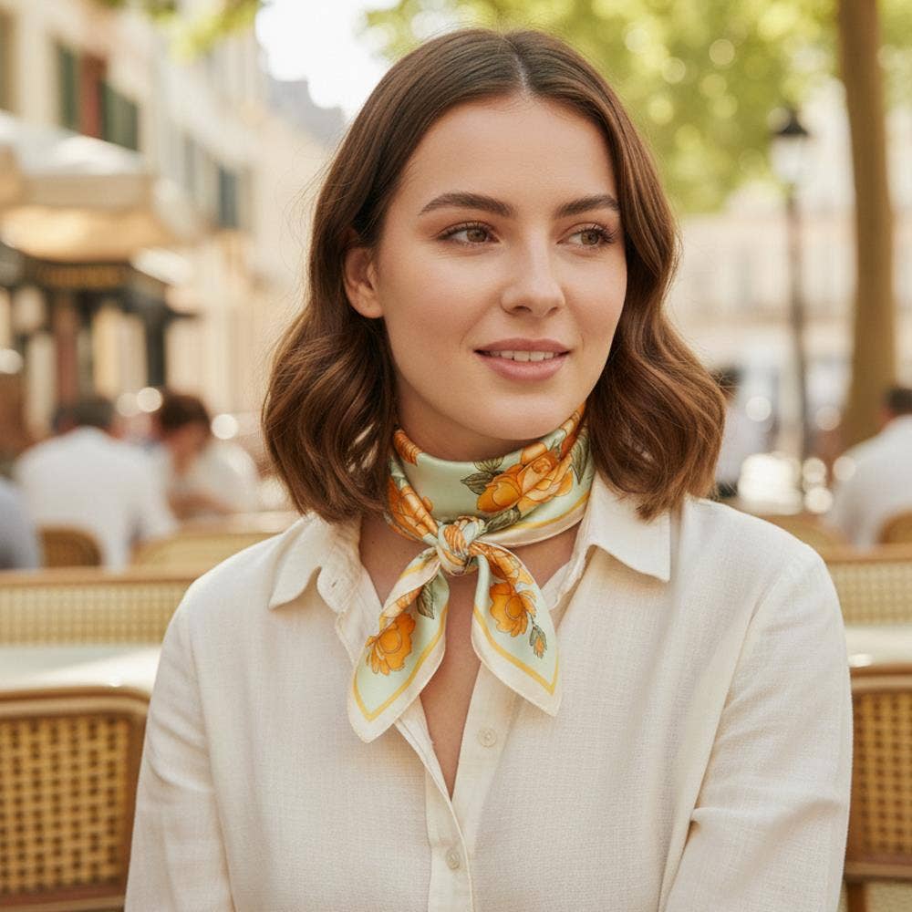 Bright Rose Garden Silky Scarf