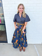 Folk Floral Midi Dress