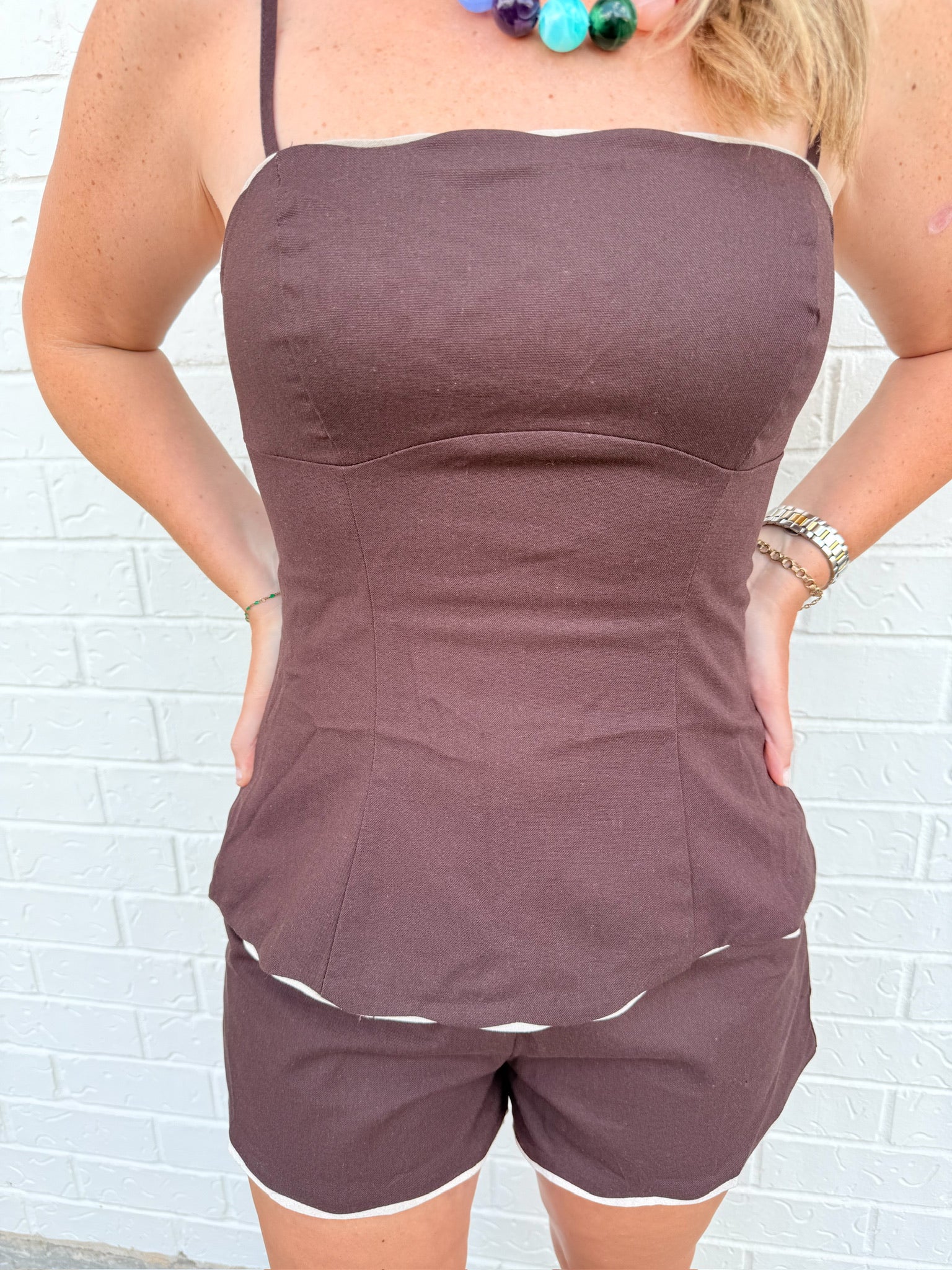Espresso Scalloped Blouse