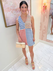 Colorblock Tweed V-Neck Tank Dress