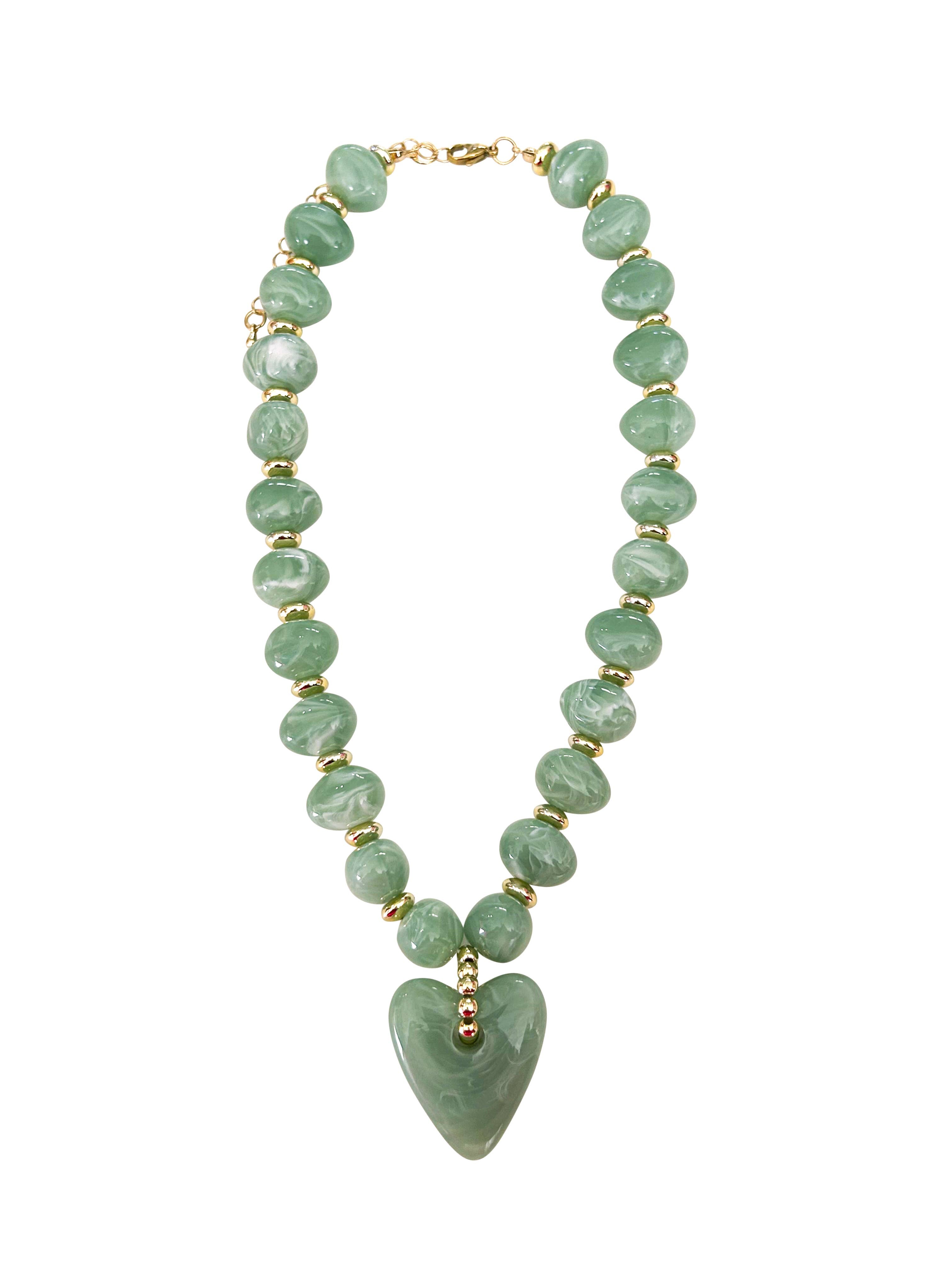 Athens Beaded Necklace with Heart Charm