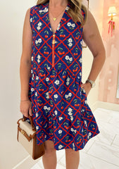 Gia Dress Navy Cherry