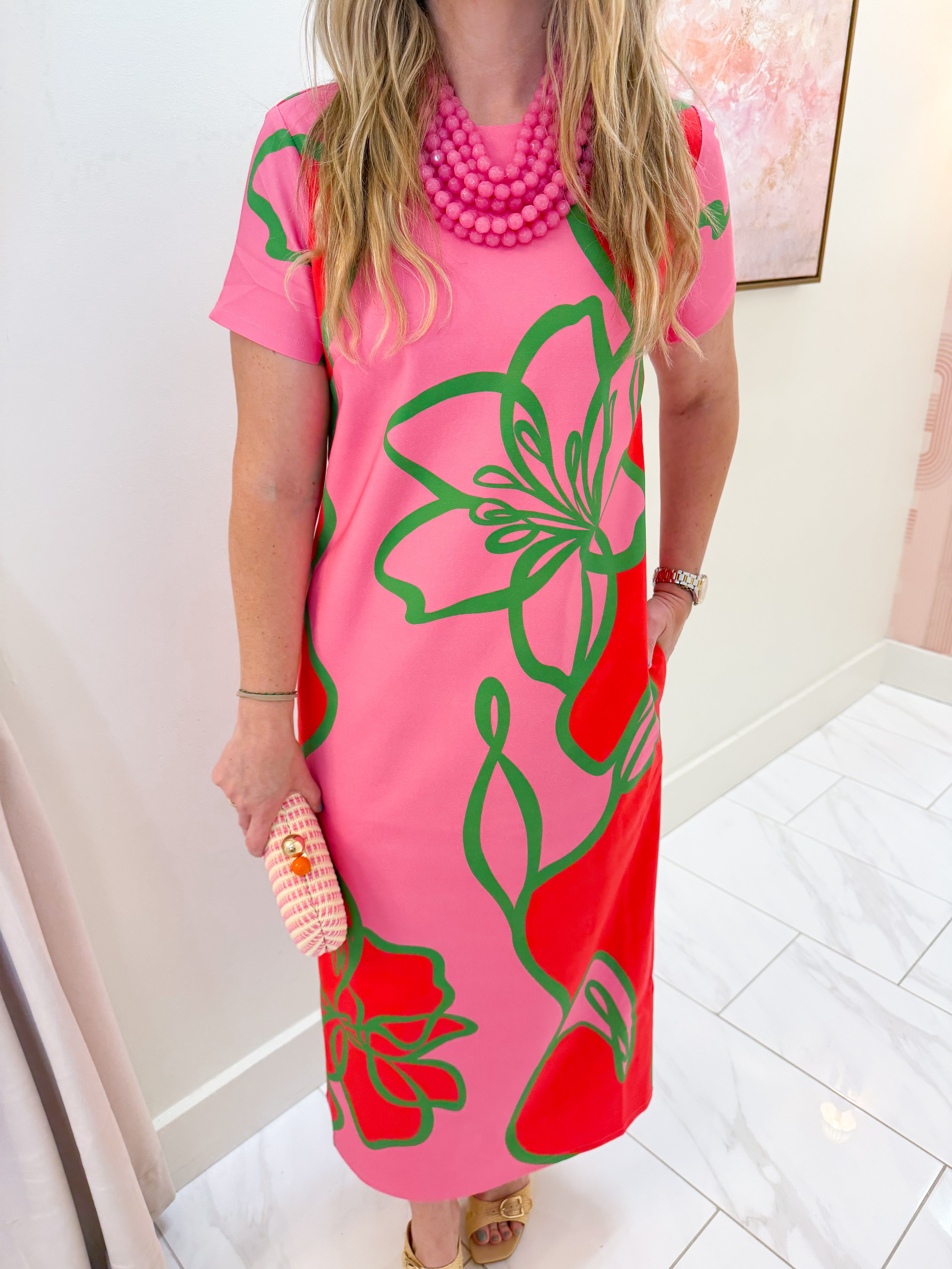 Elliot Dress Fuchsia Outline