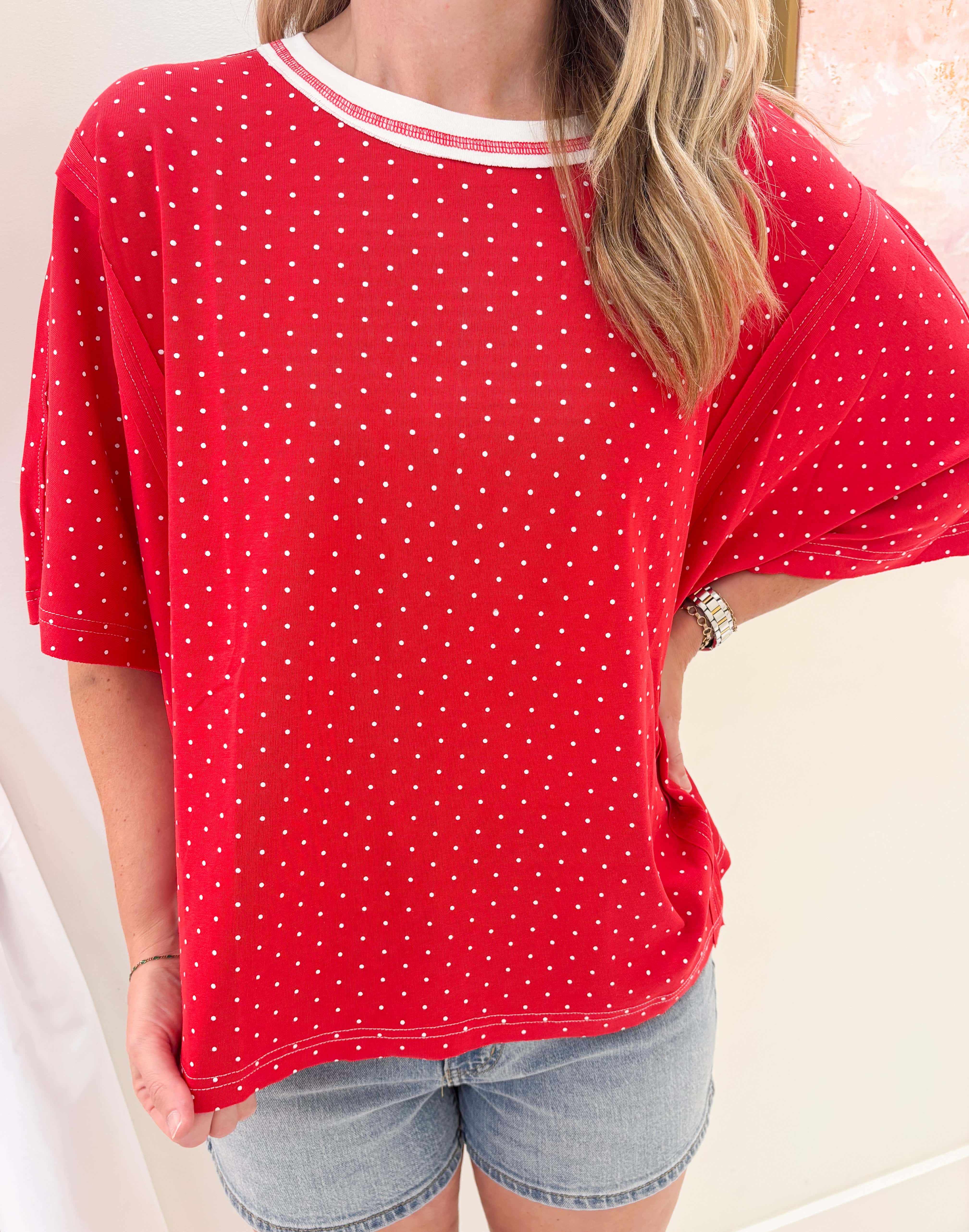 Knit Polka Dot Oversized Top