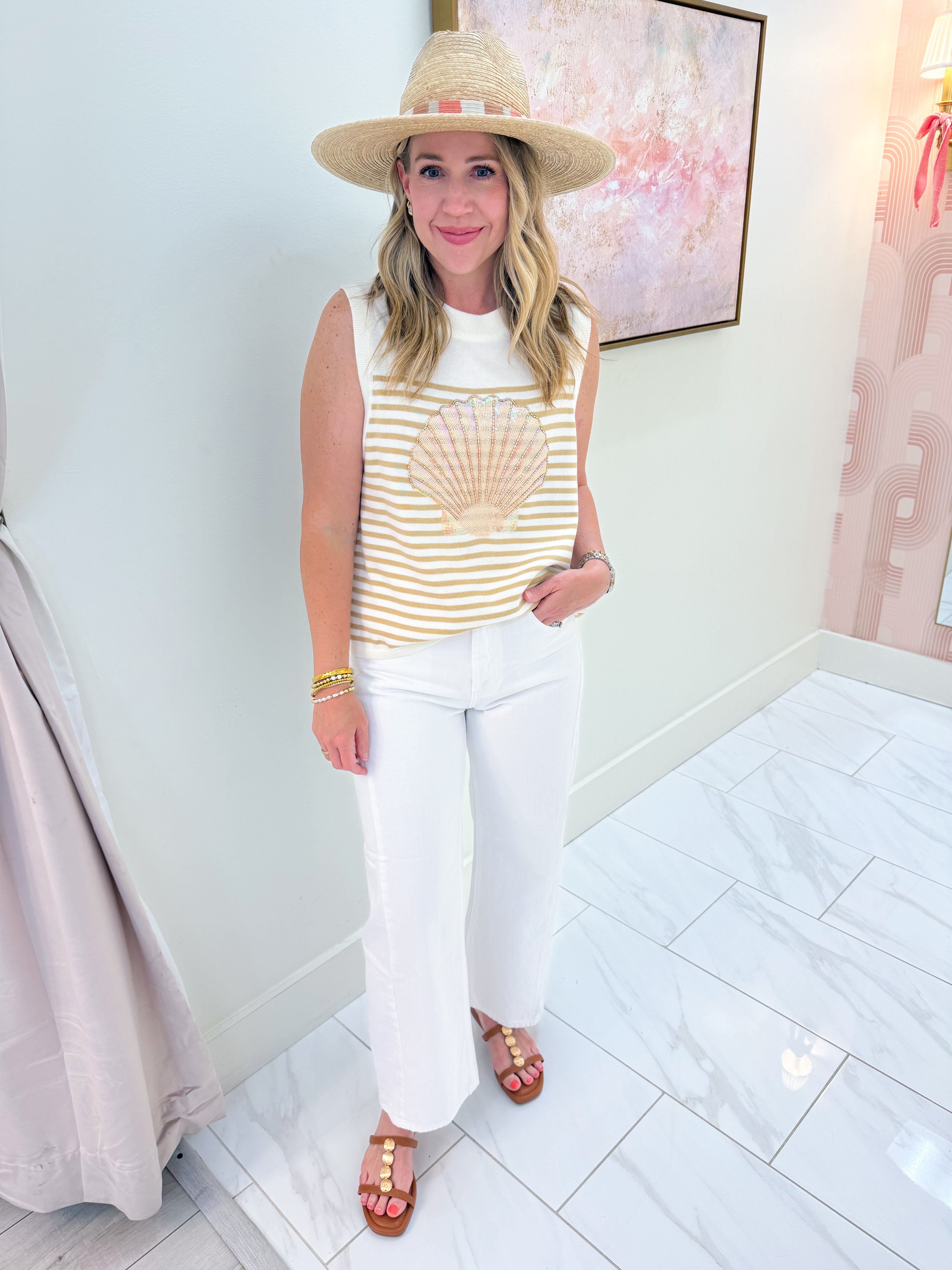 Sequin Shell Striped Knit Tank