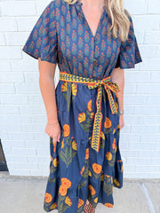 Folk Floral Midi Dress