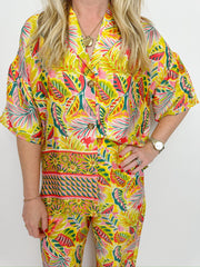 Tropical Satin Button Up
