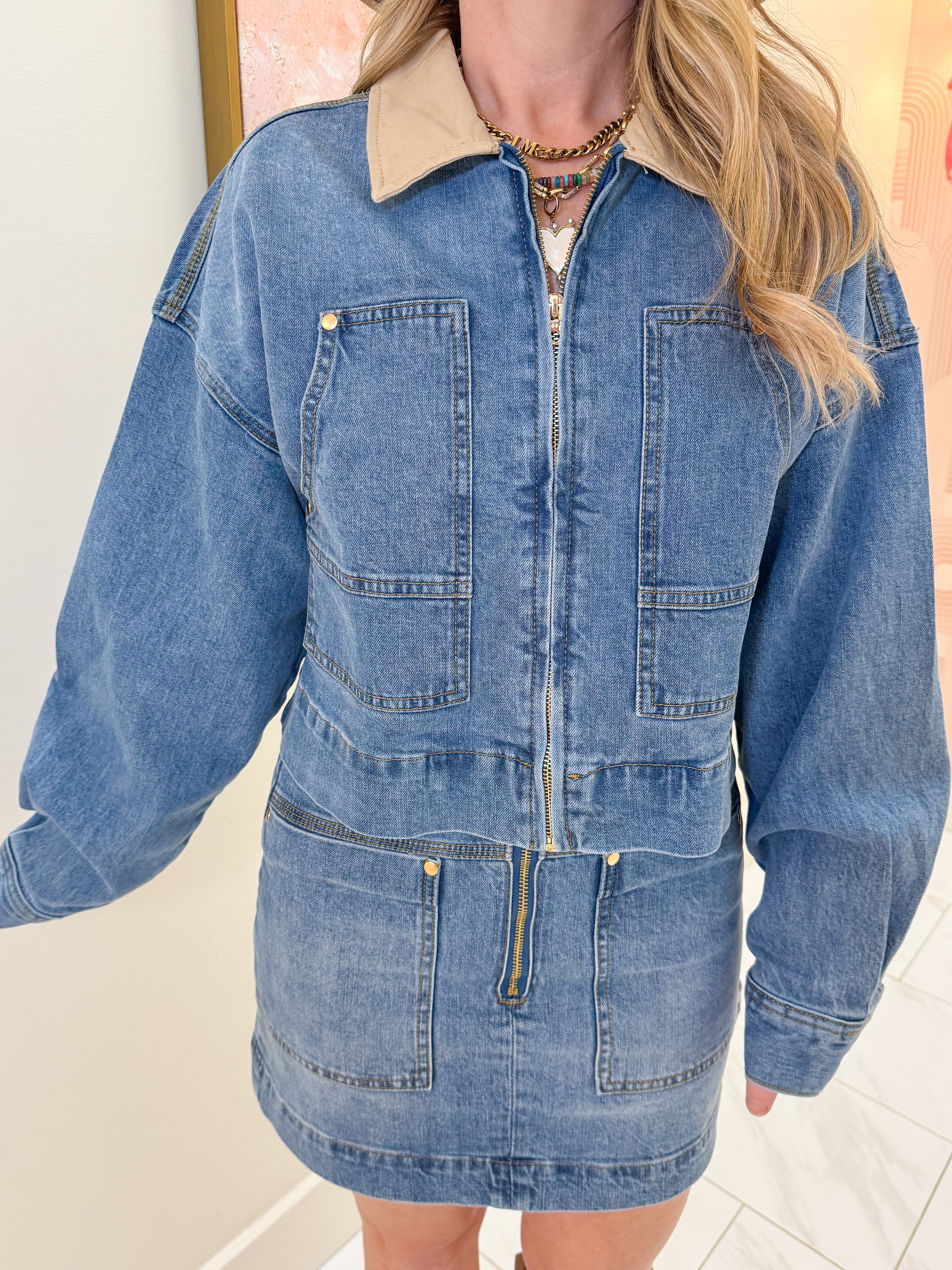 Utility Denim Mini Skirt