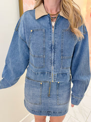Utility Denim Mini Skirt