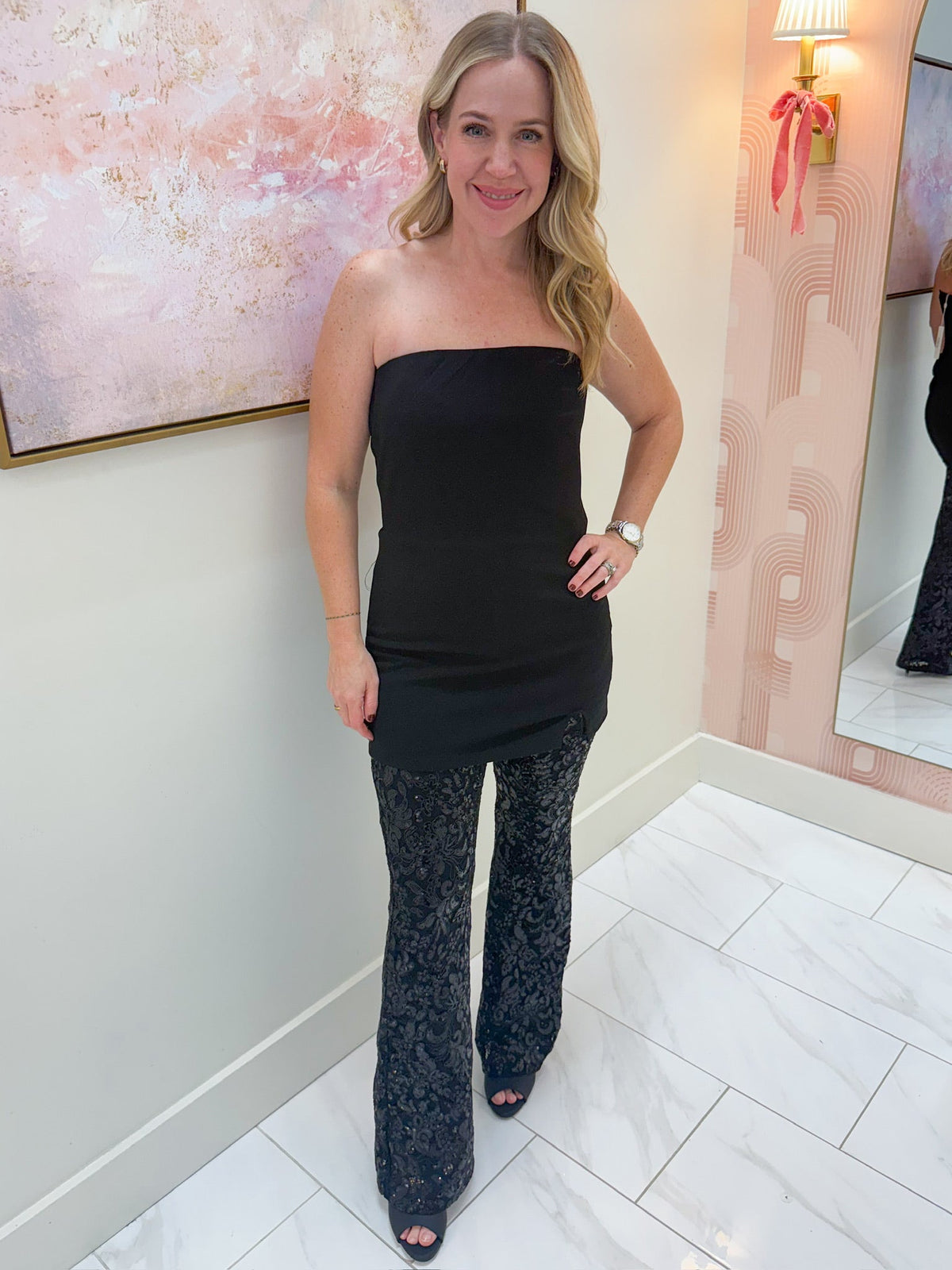 Stardom Strapless Sequin Jumpsuit