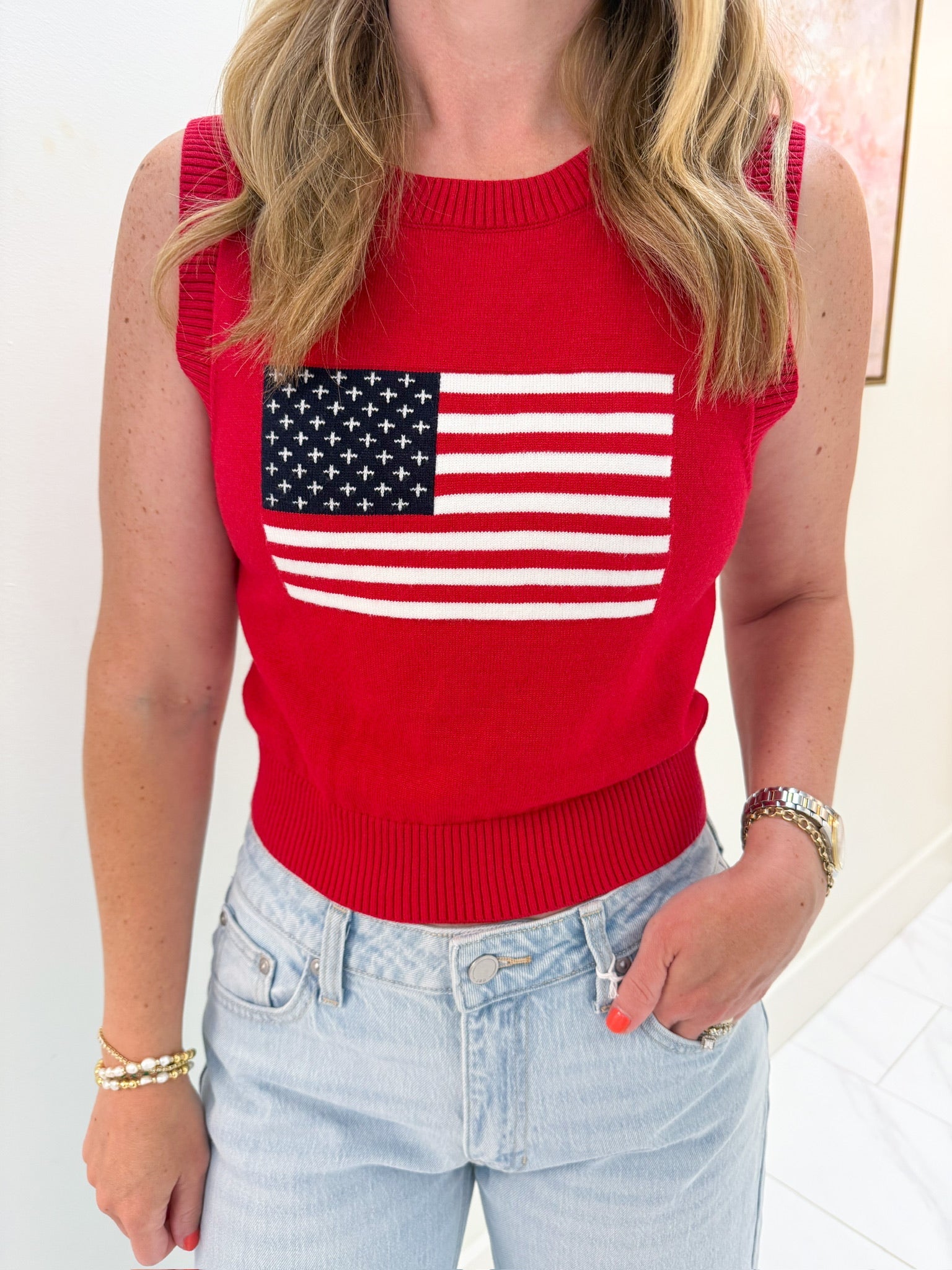 Flag Knit Sweater Tank