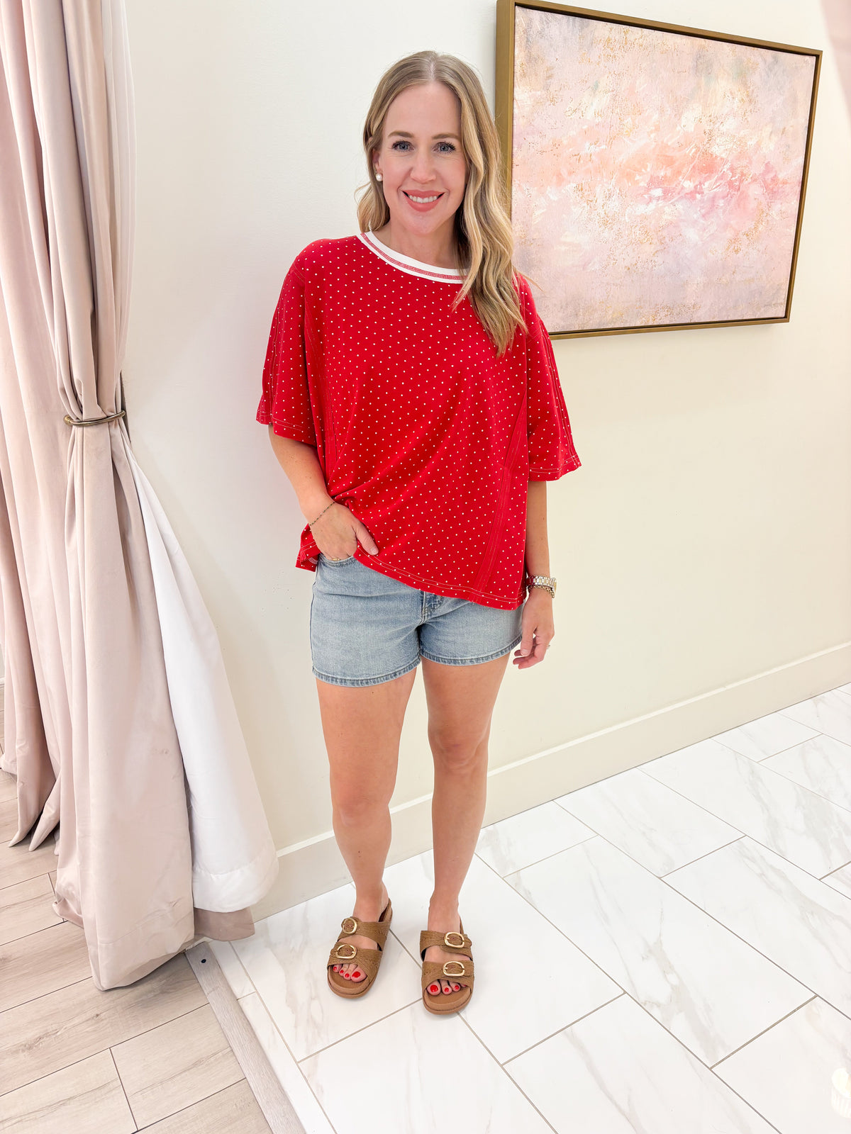 Knit Polka Dot Oversized Top